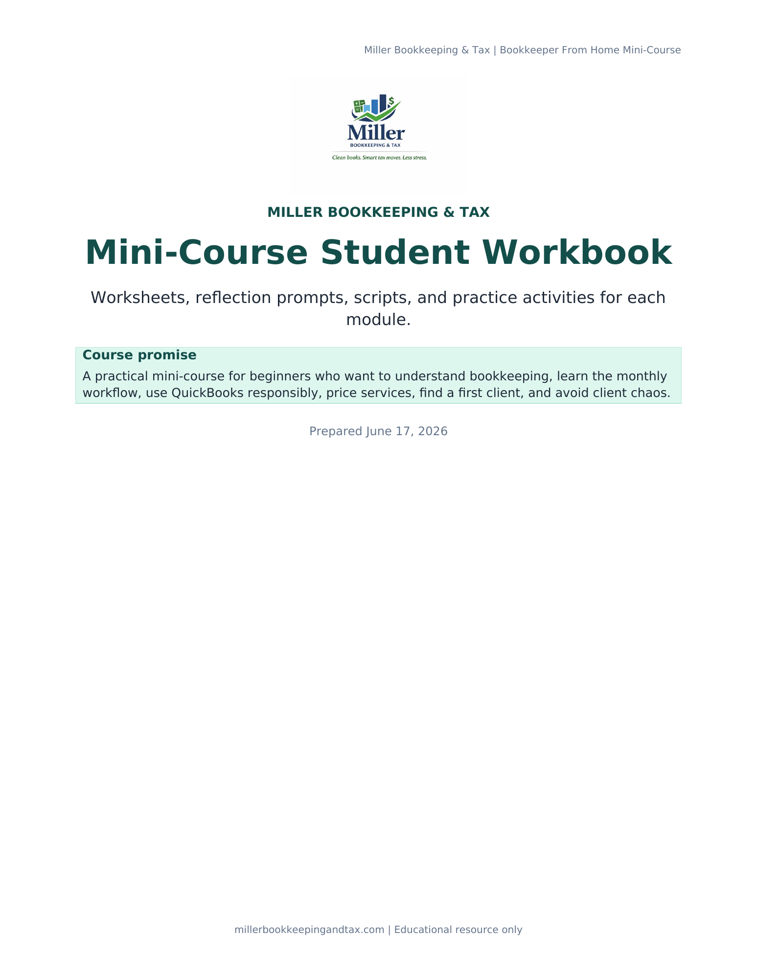 Mini-Course learner workbook cover
